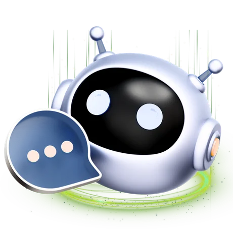 AI chatbot assistant with speech bubble for automated customer support