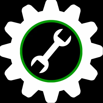 Gear and wrench icon representing careful software development, technical setup, and system maintenance.