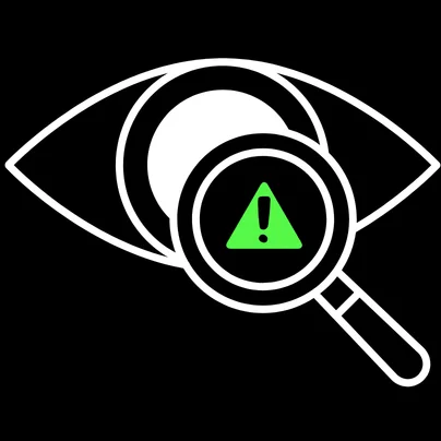 Business problem identification icon showing risk analysis and issue detection