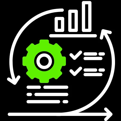 Agile development icon showing workflow optimization and project progress