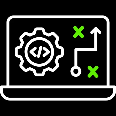 Software testing icon showing code quality and test planning